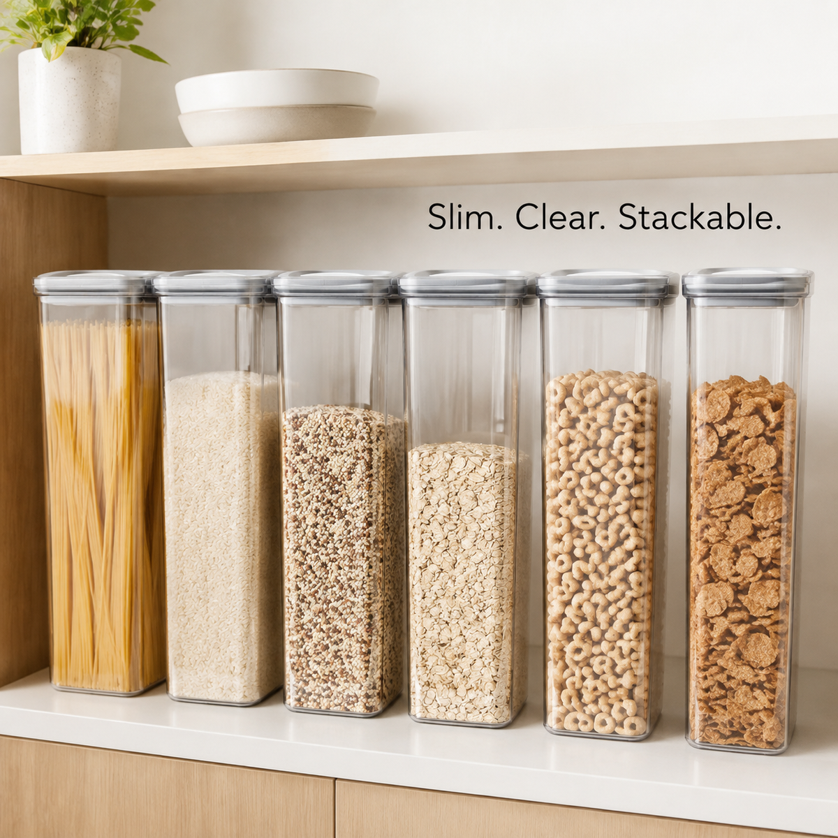 Airtight Tall Food Storage Container for Pasta, Noodles, Grains, and Dry Goods