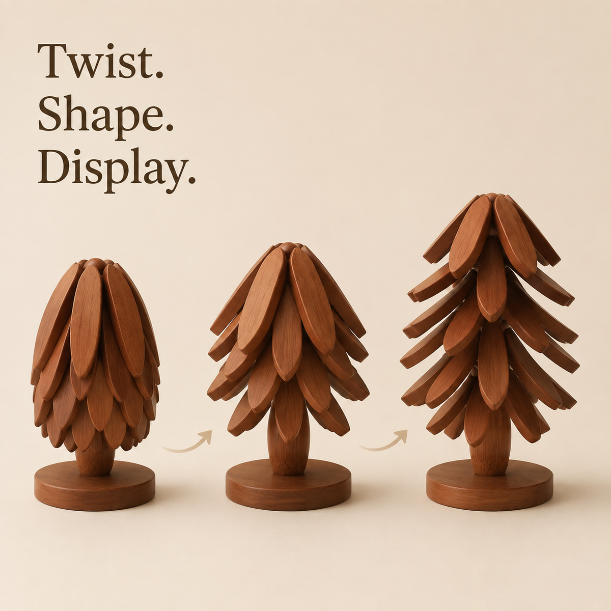 Pine-Shaped Wooden Heat-Resistant Trivet and Table Mat