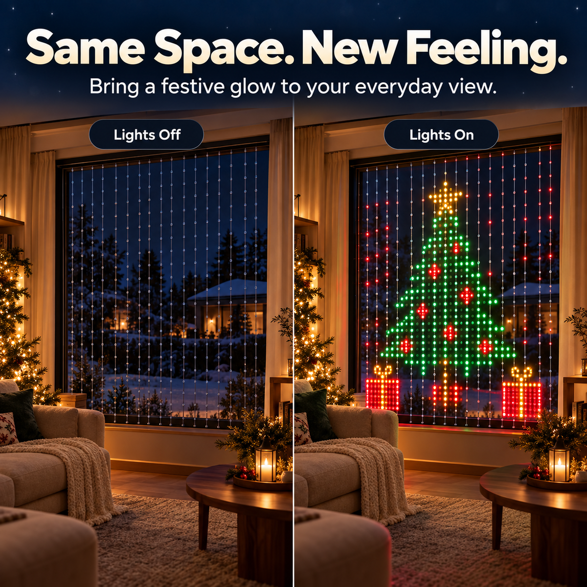 🎄 Smart RGB Pixel LED Curtain Lights