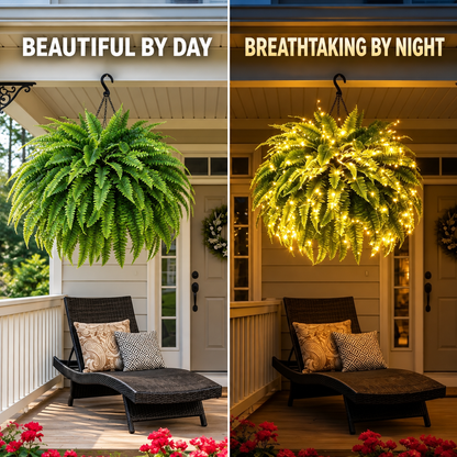 💛Glowing Boston Ferns with Lights – 🌿 Zero Watering, Zero Maintenance