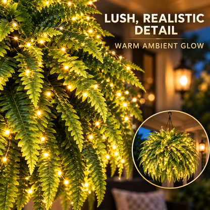 💛Glowing Boston Ferns with Lights – 🌿 Zero Watering, Zero Maintenance