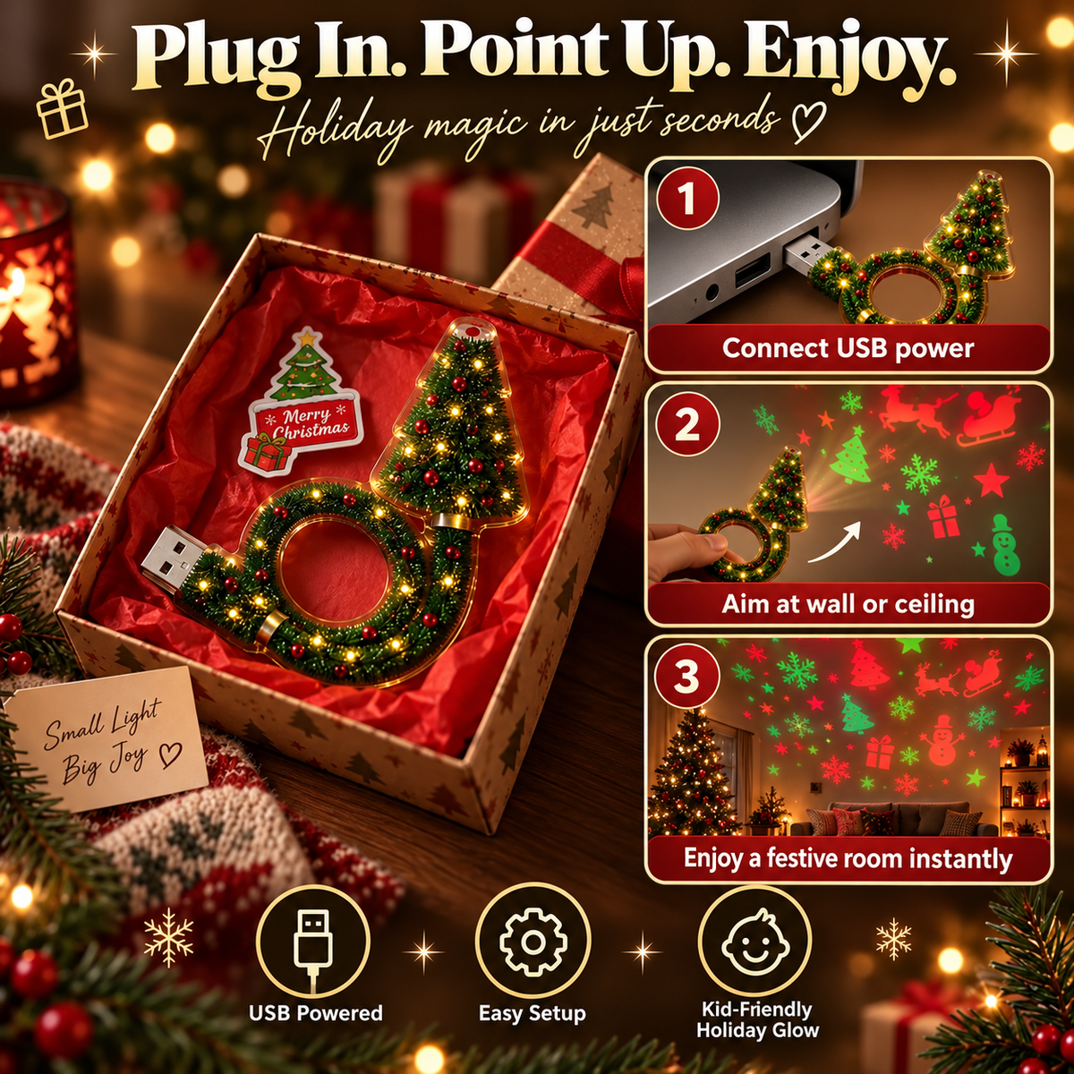 🎄 Christmas And 🎃 Halloween Magic Projection Lamp – Turn Any Room Into a Holiday Wonderland ✨