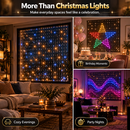 🎄 Smart RGB Pixel LED Curtain Lights