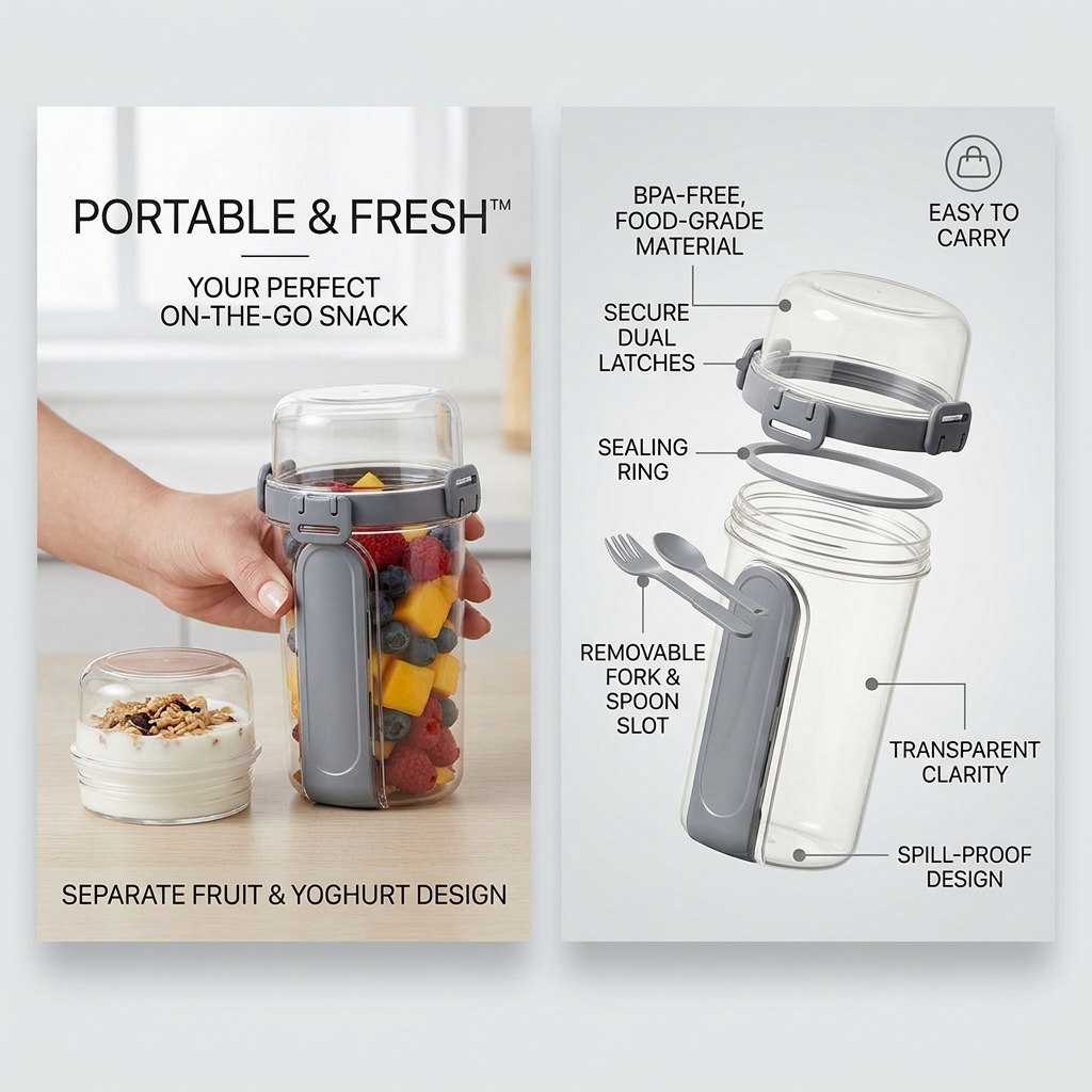 Double-Layer Portable Salad Storage Cup with Fork and Spoon