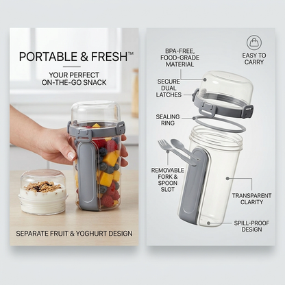 Double-Layer Portable Salad Storage Cup with Fork and Spoon