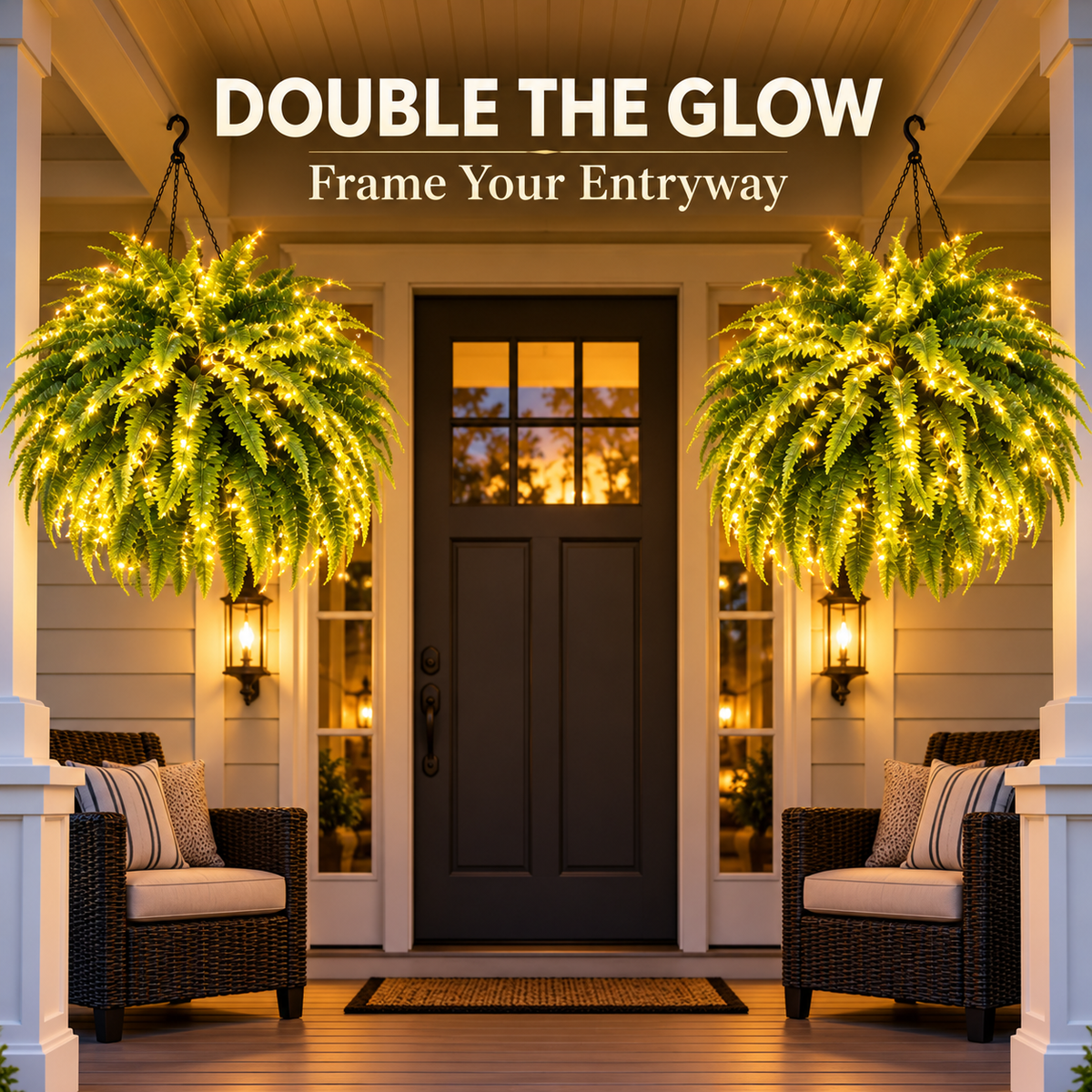 💛Glowing Boston Ferns with Lights – 🌿 Zero Watering, Zero Maintenance