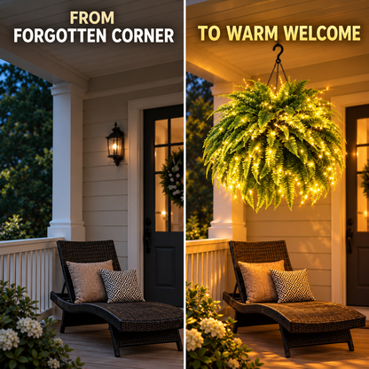 💛Glowing Boston Ferns with Lights – 🌿 Zero Watering, Zero Maintenance